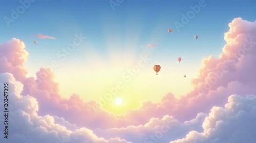 Wallpaper Mural Dramatic stormy sky with fast-moving gray clouds, sunlight breaking through in bursts. Raindrops fall gently, illuminating a serene mountainous landscape below. Torontodigital.ca