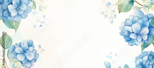 Light Blue Hydrangea Watercolor Border