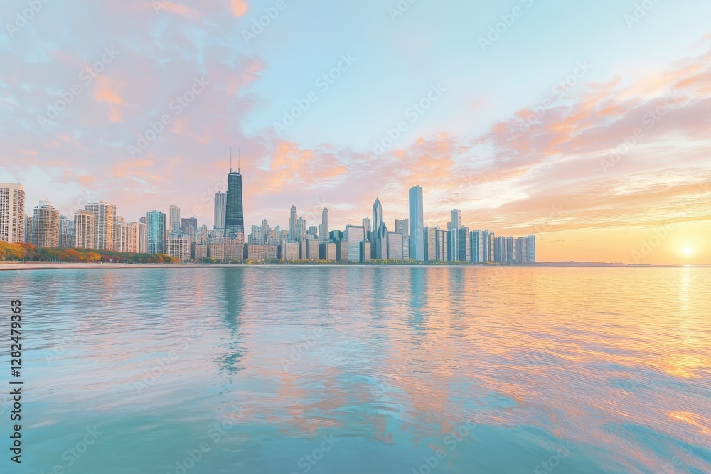 Fototapeta premium Chicago Skyline Sunrise over Lakefront
