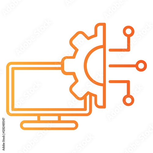 digital technology single icon with a line gradient style