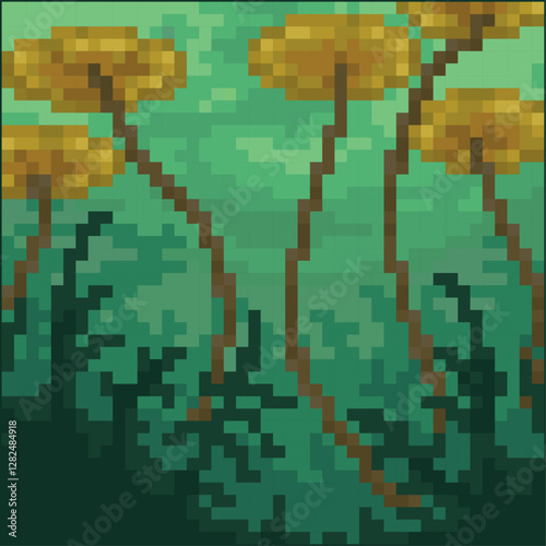 Aquatic background, pixel art landscape