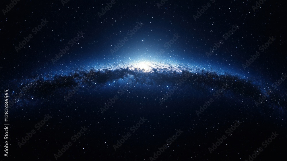 Fototapeta premium Blue nebula forming a galactic arm with shining stars for sci-fi or astronomy use