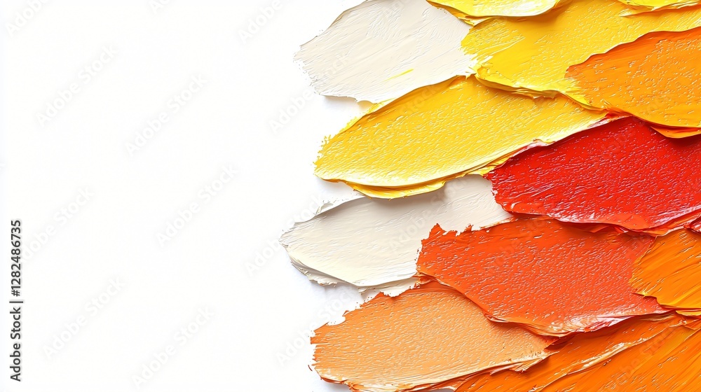 Colorful paint strokes on white background; art supplies Colorful paint strokes on white background; art supplies