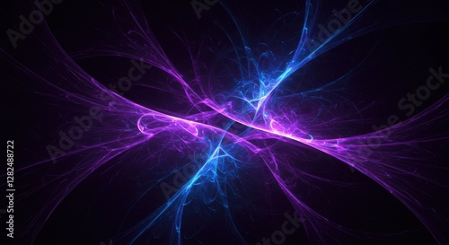 cosmic energy, swirling nebula, electric blue and purple, fractal patterns, abstract space art, ethereal glow, interstellar clouds, wispy tendrils, vibrant colors, celestial dance, dark background, my