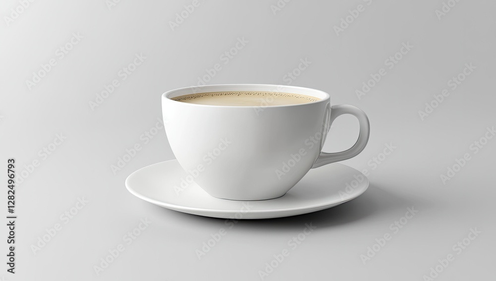 White coffee cup on saucer, simple studio background, mockup White coffee cup on saucer, simple studio background, mockup