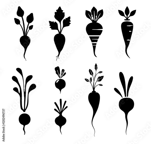 Simple icon illustration of a radish. Vector