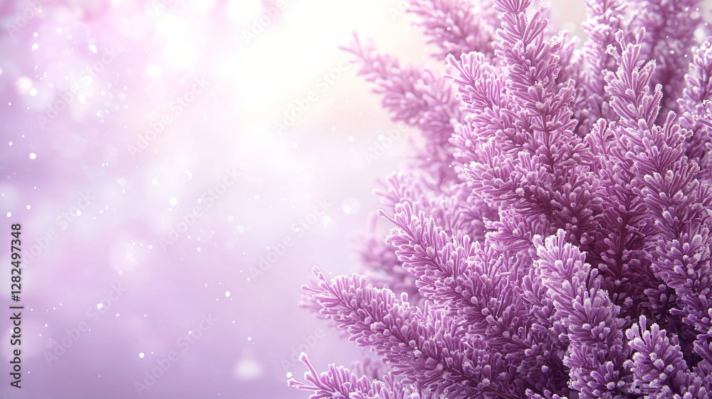 Purple plant, winter bokeh background, nature scene, holiday card Purple plant, winter bokeh background, nature scene, holiday card
