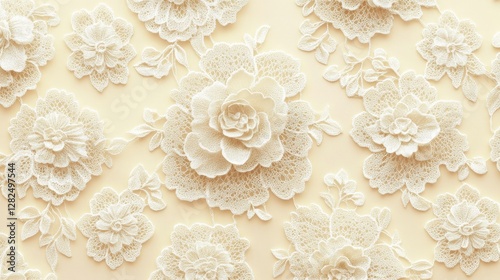 Delicate Floral Lace Pattern in Soft Ivory Shade
