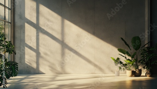 Sunlit interior design studio with plants photo