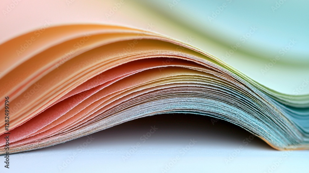 Colorful paper stack, close-up, soft focus, design texture Colorful paper stack, close-up, soft focus, design texture