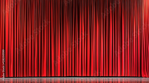 Red stage curtains, theater, performance, dark background, event backdrop