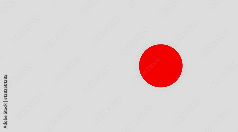 Minimalist digital illustration, a single bold red circle on a neutral grey background.  High contrast, flat color, simple composition. The circle is perfectly round and smooth. .
