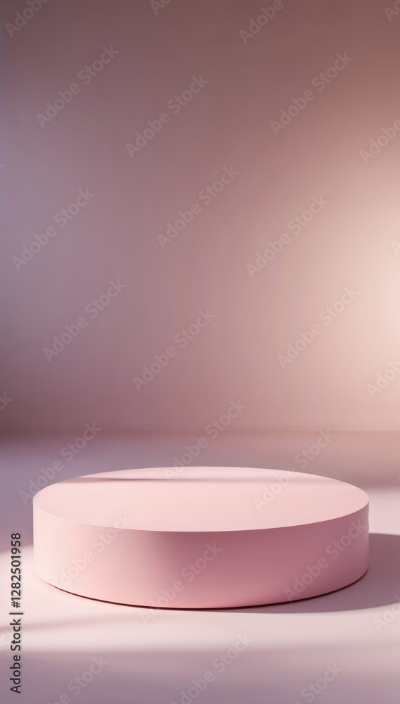 A clean and empty cosmetic shelf with spotlights on a pink wall showcasing jars, bottles, and containers for skincare, lotion, and health products A clean and empty cosmetic shelf with spotlights on a pink wall showcasing jars, bottles, and containers for skincare, lotion, and health products