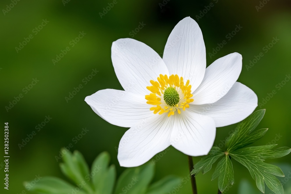 View of flowering wood anemone in spring within a serene forest, Hallerbos, Belgium View of flowering wood anemone in spring within a serene forest, Hallerbos, Belgium