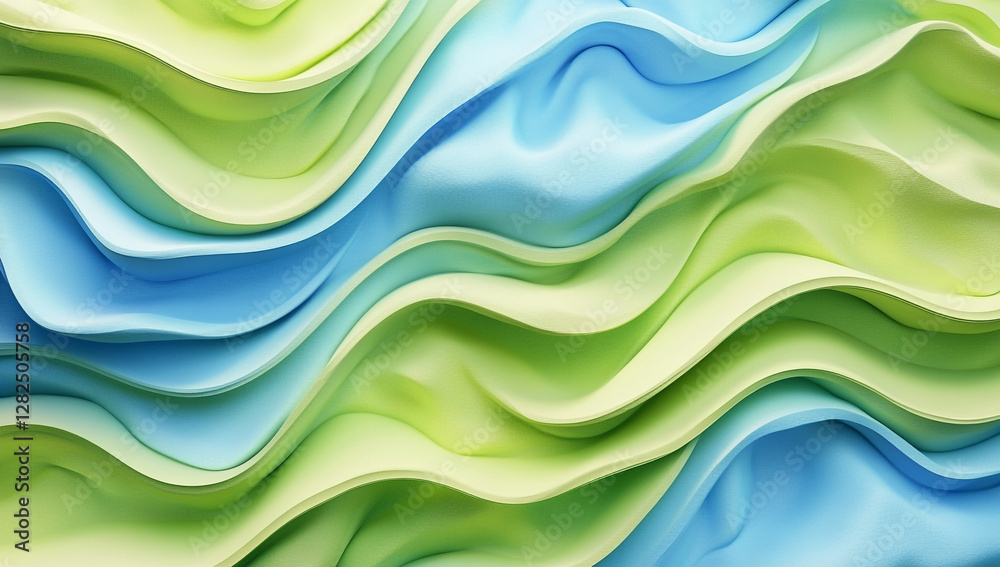 Fototapeta premium Vibrant green and blue background with flowing wavy texture