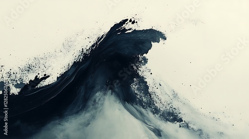 Abstract Dark Wave Painting On Light Background