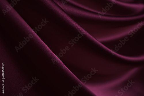 Curtain. Black dark purple red burgundy maroon magenta pink rose abstract background. Silk satin fabric. Silky shine glitter. Soft folds draped wave wavy line.Beautiful elegant luxury festive romantic