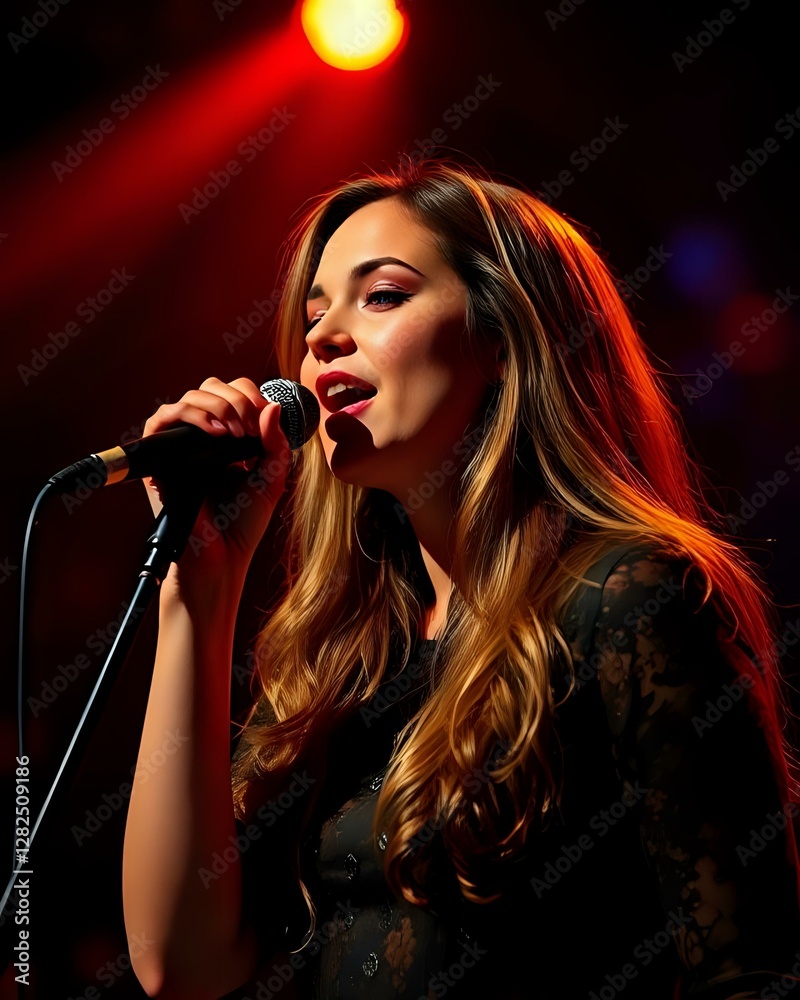 image d'une femme chanteuse qui se produit en concert sur scène pour la fête de la musique image d'une femme chanteuse qui se produit en concert sur scène pour la fête de la musique