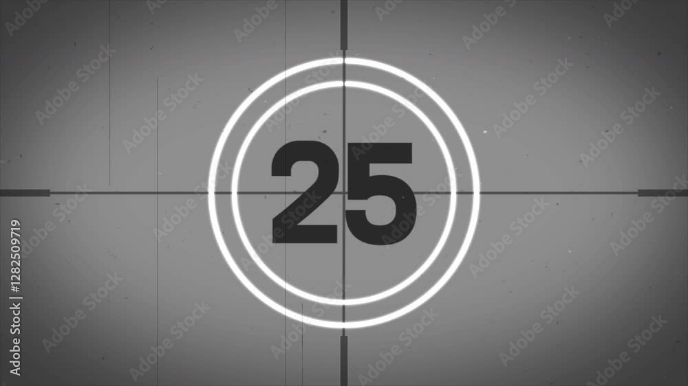countdown vintage movie from 29 to 0, with old timer count in retro style gray color, great for video, cinematographic, theatre, best suitable for your cinema, films and the old footage video
