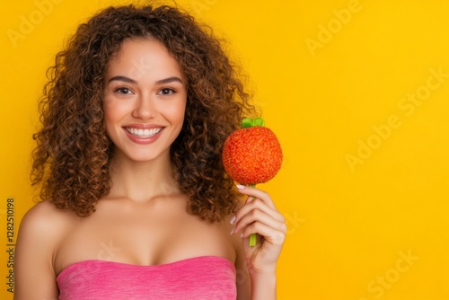 Young cute brazilian woman isolated smiling cheerfully pointing with forefinger away