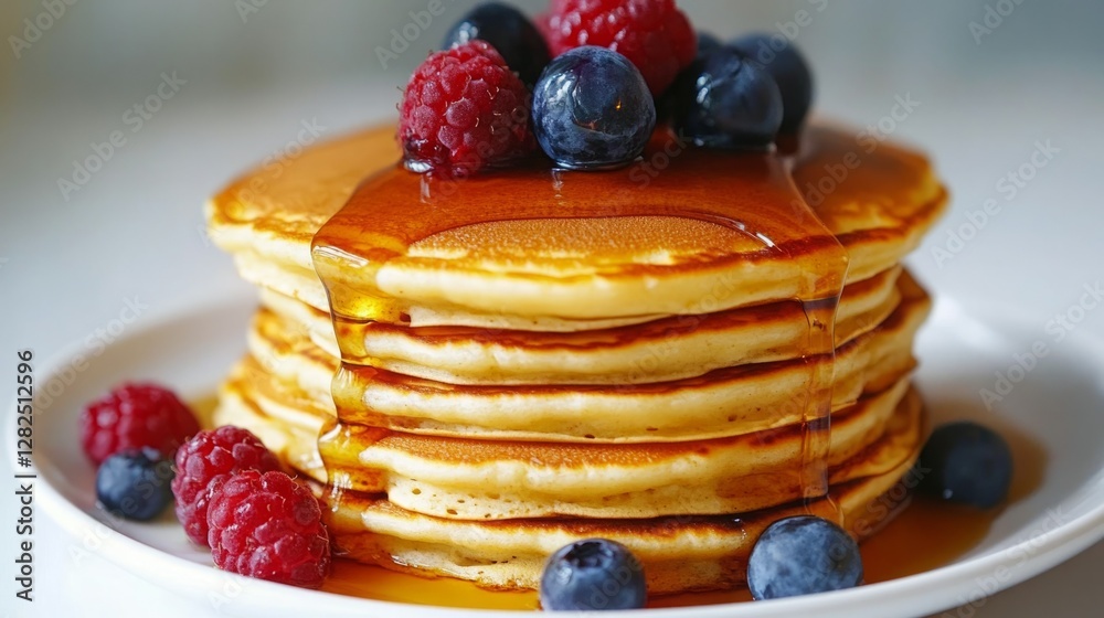 custom made wallpaper toronto digitalA stack of fluffy pancakes drizzled with syrup and topped with fresh raspberries and blueberries. A delicious breakfast treat!