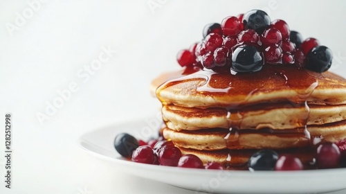 Wallpaper Mural A stack of fluffy pancakes drizzled with syrup and topped with fresh berries. The perfect breakfast treat! Torontodigital.ca
