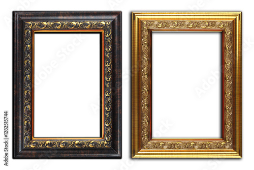 foto frame with antique gold picture. set of 2  frames for photo border
