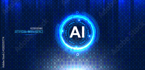 Artificial intelligence blue background