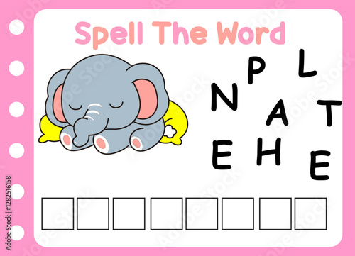 spell the word of elephant . cute little elephant