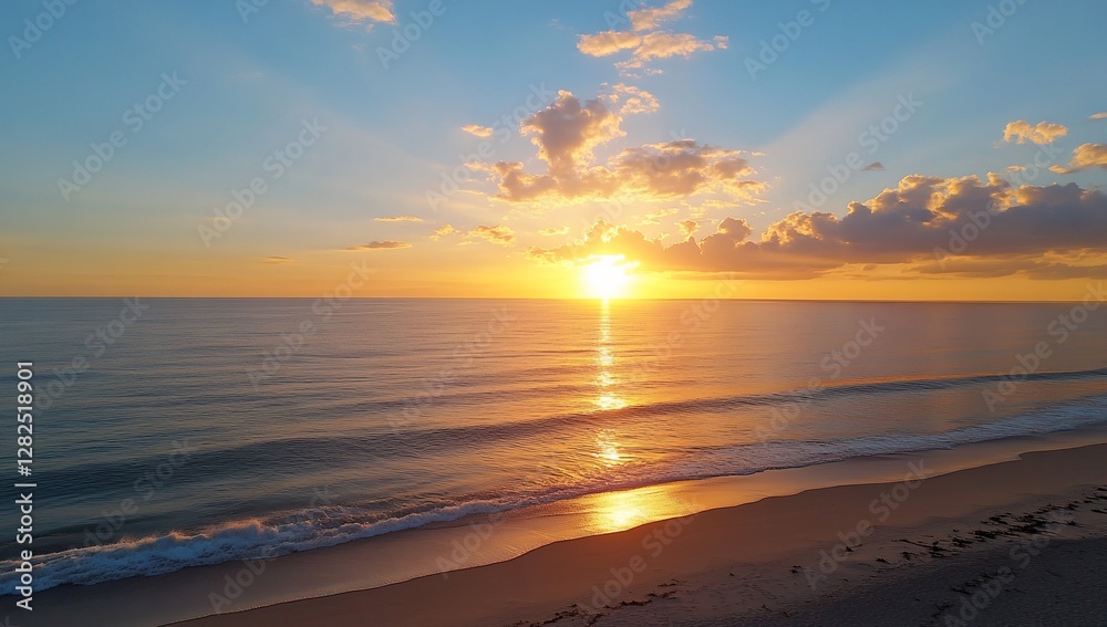 Serene sunset over calm ocean waves with golden reflections (1) Serene sunset over calm ocean waves with golden reflections (1)