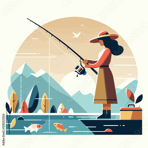 illustration of person fishing