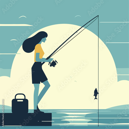 illustration of person fishing