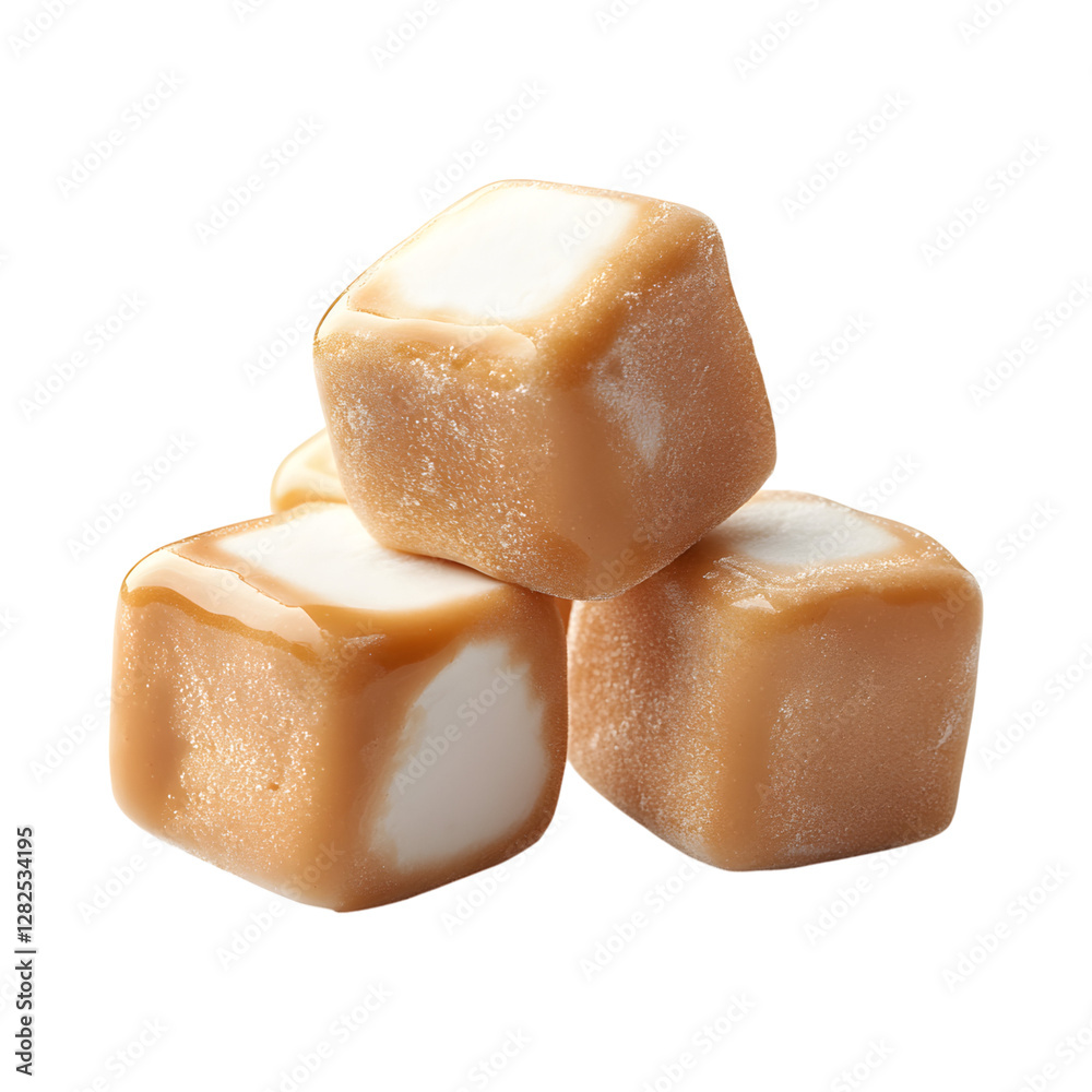 Caramel Marshmallows Isolated on Transparent Background Caramel Marshmallows Isolated on Transparent Background