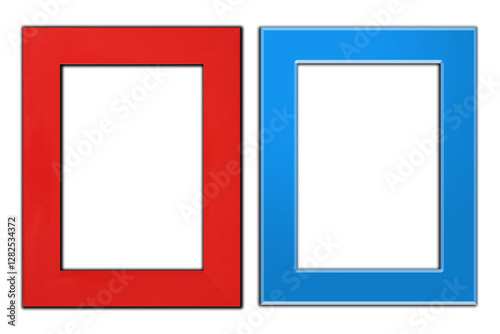 foto frame set with red and blue of  colorful border.