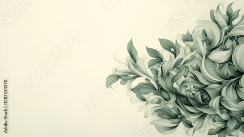 Wallpaper Mural Elegant Floral Design with Soft Green Tones and Subtle Swirls Torontodigital.ca