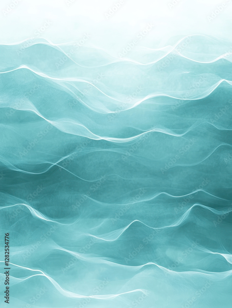 Soft Fluid Waves in Gentle Teal Tones for Tranquil Backgrounds Soft Fluid Waves in Gentle Teal Tones for Tranquil Backgrounds