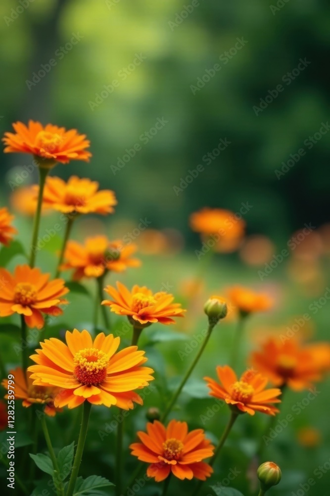 Summer garden, vibrant orange & yellow blooms , bright, day, orange flowers Summer garden, vibrant orange & yellow blooms , bright, day, orange flowers