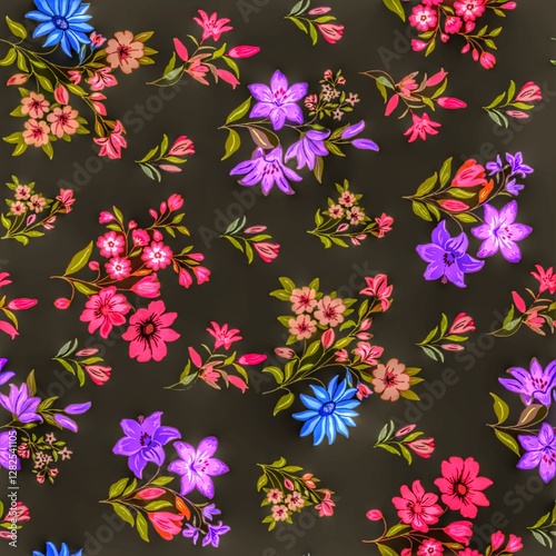 Multi flower and leaf digital shirt design 