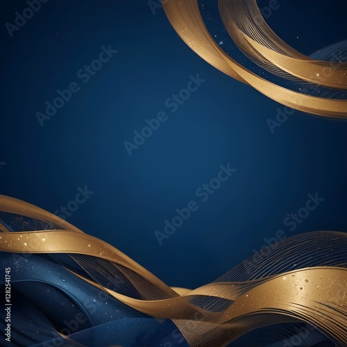 Luxury Dark Blue Background with Elegant Gold Waves

