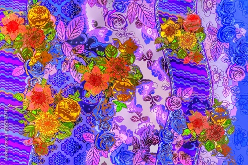 Multi flower and leaf digital shirt design 