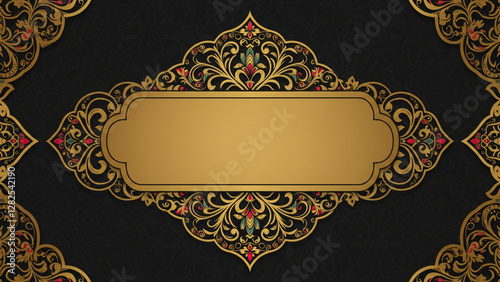 Vector ornate frame with indian or arabesque motif. Template for indian, arabic wedding invitations, oriental holidays. Copy space