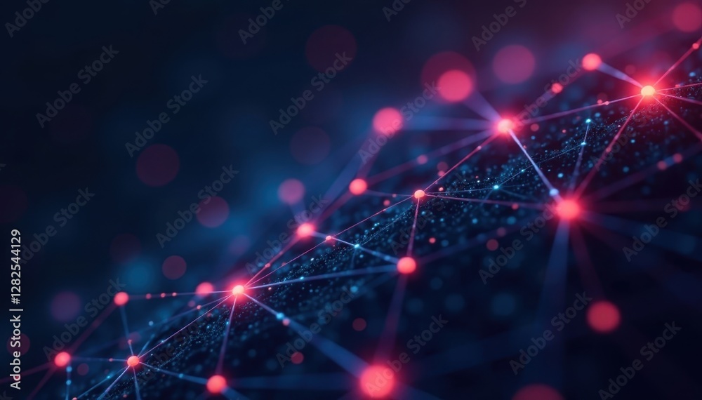 Abstract network, glowing nodes and connections, communication, connection Abstract network, glowing nodes and connections, communication, connection
