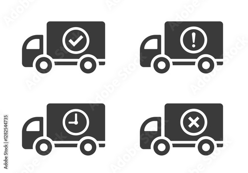 Delivery icons. Flat vector illustration. White background. 