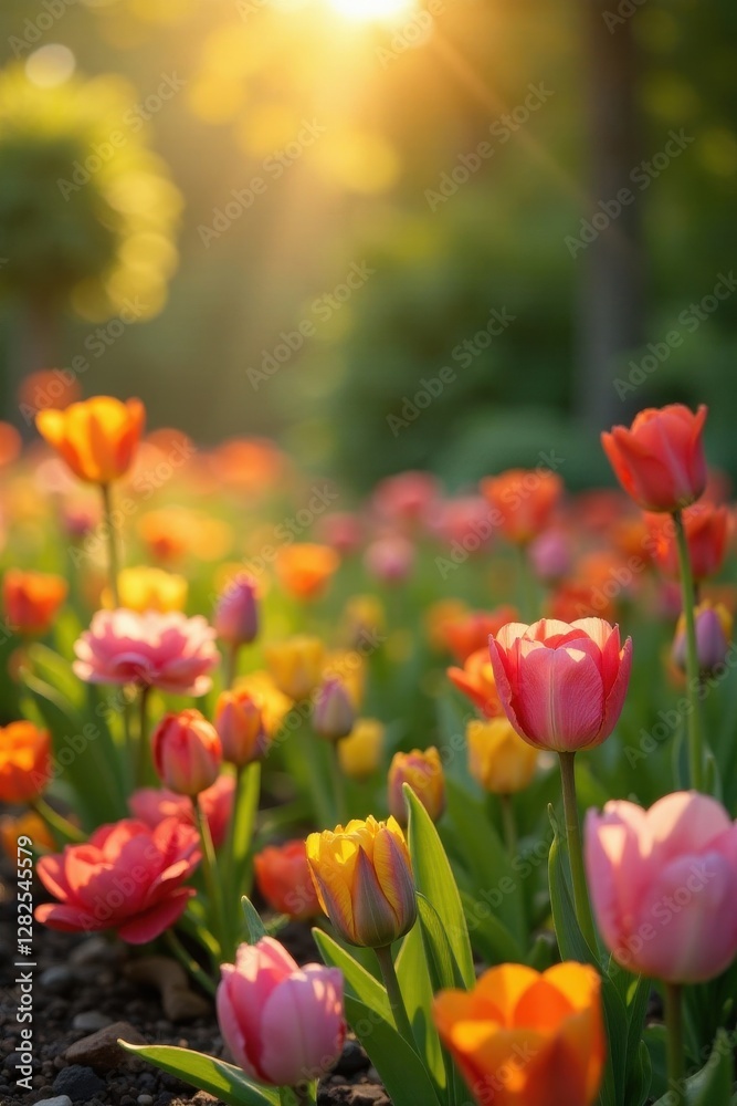 Sunlit garden, flower presentation, heartfelt moment, tender, relaxed Sunlit garden, flower presentation, heartfelt moment, tender, relaxed
