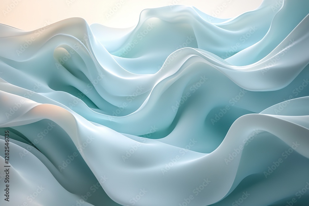 Obraz premium Abstract flowing soft blue fabric with gentle light reflection