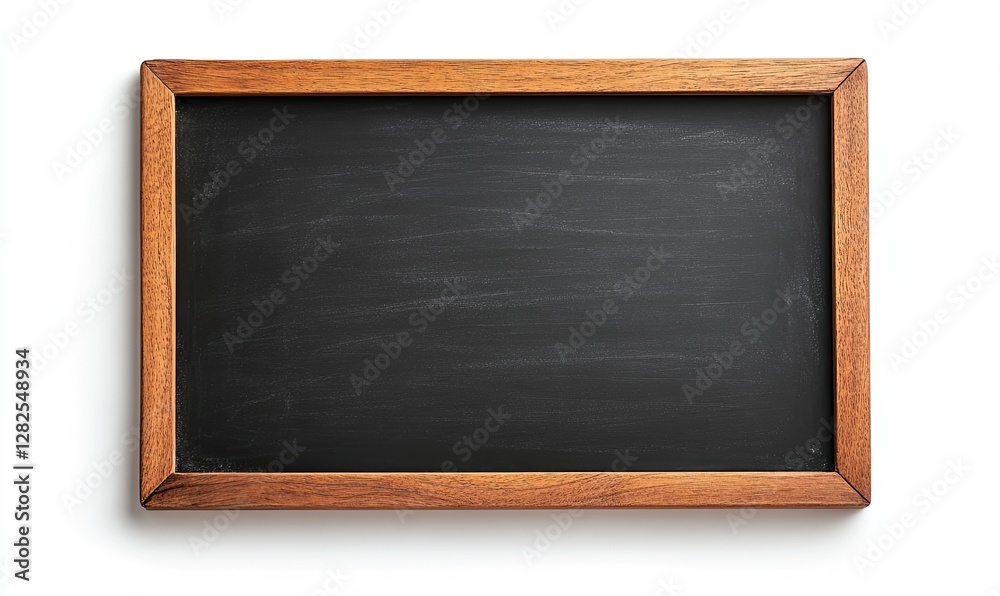 Blank wooden framed chalkboard, studio shot, white background, message board Blank wooden framed chalkboard, studio shot, white background, message board