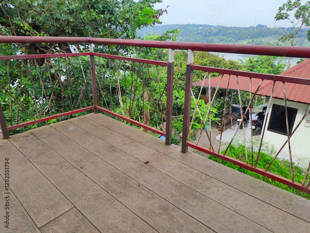 CONSTRUCTION OF AN IRON AND WOODEN STAIR VIEWPOINT WHICH IS AN ATTRACTION FOR TOURISTS TO ENJOY THE VIEW CONSTRUCTION OF AN IRON AND WOODEN STAIR VIEWPOINT WHICH IS AN ATTRACTION FOR TOURISTS TO ENJOY THE VIEW