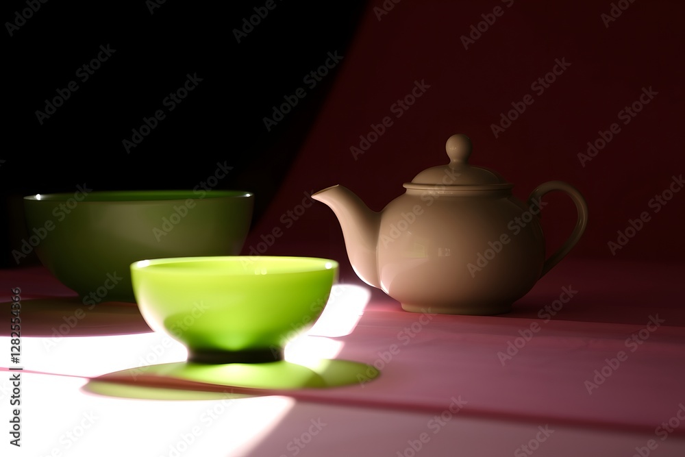 Human hand is taking photo of ceramic teapots on mobile phone. Human hand is taking photo of ceramic teapots on mobile phone.