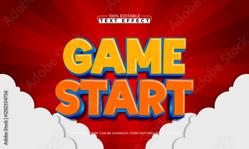 game start editable text effect with a game and play text style