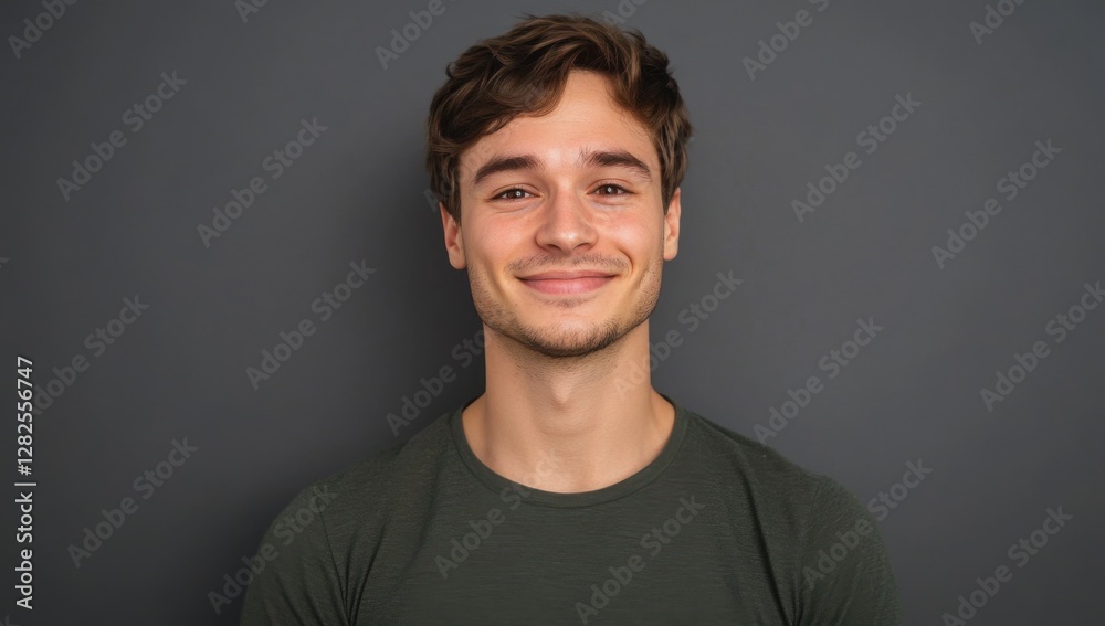 Smiling Man Portrait: A charming portrait of a man, his eyes sparkling with warmth, showcasing a genuine, friendly smile against a contrasting backdrop. Smiling Man Portrait: A charming portrait of a man, his eyes sparkling with warmth, showcasing a genuine, friendly smile against a contrasting backdrop.